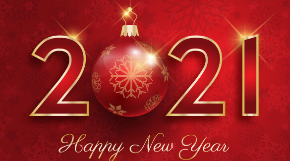 Happy New Year background with hanging bauble