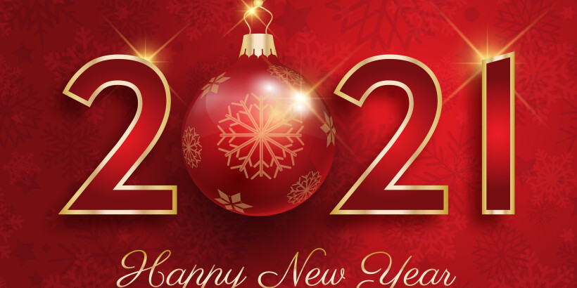 Happy New Year background with hanging bauble